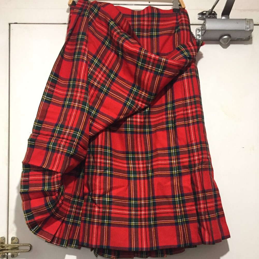 VINTAGE JEDBURGH KILTMAKERS WOOL PLAID PLEATED SKIRTS SIZE 18